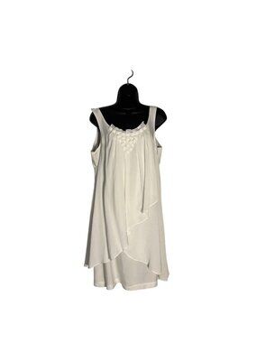 Charles Chang-Lima White Sleeveless Asymmetrical Dress Button Back Jewel Detail